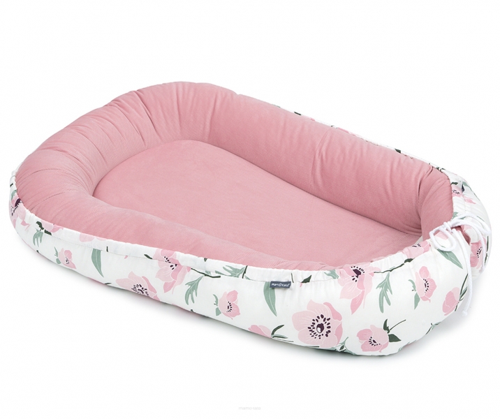Obojstranné hniezdočko Velvet - kokon pre bábätko, Kvety ruže, pastel