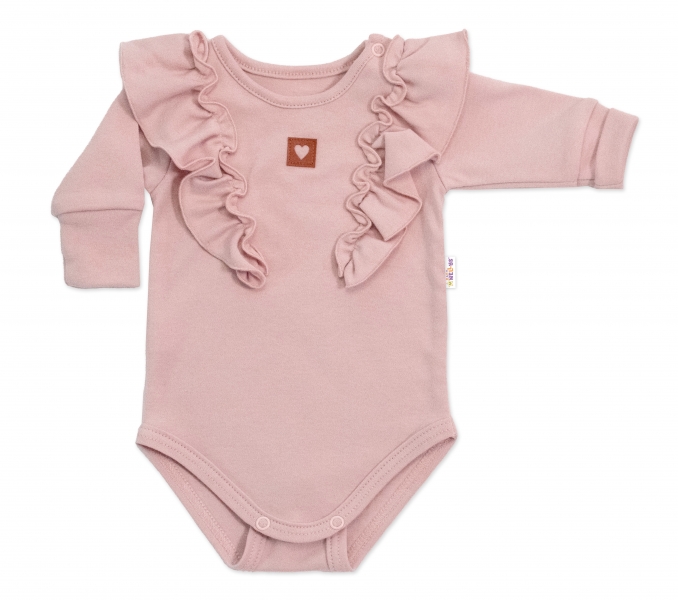 Rastúce body NATURE, dlhý rukáv s volánikmi, bavlna, staroružová, veľ. 68/74
