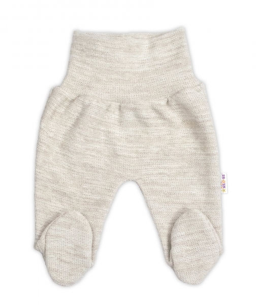 Pletené dojčenské polodupačky Hand Made, Baby Nellys, jasno béžové, veľ. 68