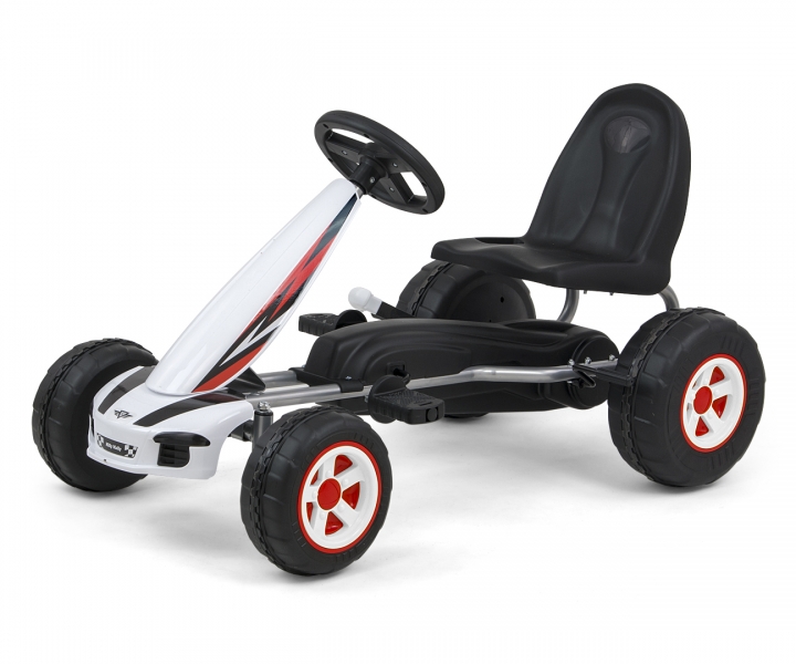 Detská šliapacia motokára Viper - biela, čierna