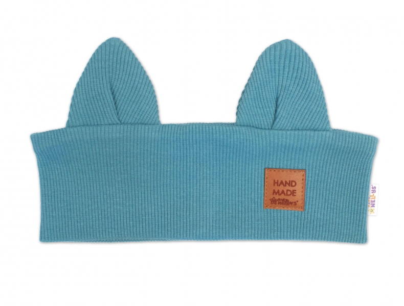 Čelenka Cat s úškami pre deti Hand Made - morská, 1- 3 rokov