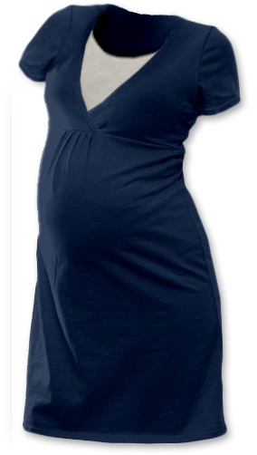 JOŽÁNEK Tehotenská, dojčiace nočná košeľa JOHANKA krátky rukáv - jeans-#Velikosti těh. moda;S/M