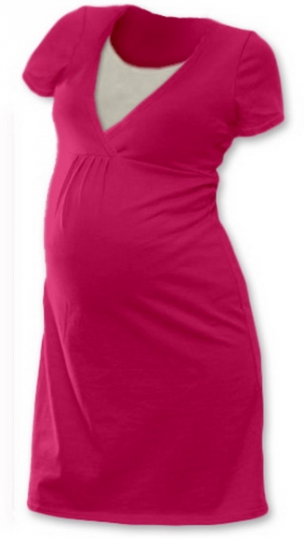 Tehotenská, dojčiace nočná košeľa JOHANKA krátky rukáv - sýto ružová