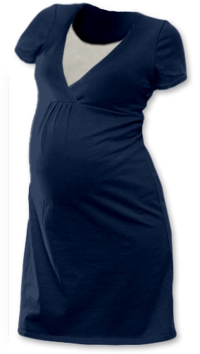 JOŽÁNEK Tehotenská, dojčiace nočná košeľa JOHANKA krátky rukáv - jeans-#Velikosti těh. moda;XXL/XXXL