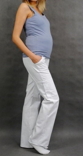 Be MaaMaa Tehotenské nohavice s bočnou vreckom - biela-#Velikosti těh. moda;XXXL (46)