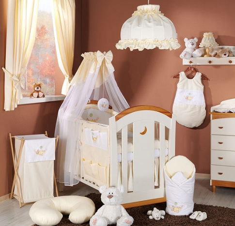 Mamo Tato 5D lux set s nebesami z šifónu Hojdačka krémová (VZOR: HOJDAčKA KRéMOVá, ROZMER: 120X90, 5DŠ)