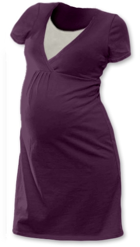 JOŽÁNEK Tehotenská, dojčiace nočná košeľa JOHANKA krátky rukáv - slivková-#Velikosti těh. moda;XXL/XXXL ()