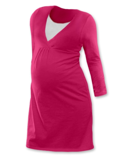 JOŽÁNEK Tehotenská, dojčiace nočná košeľa JOHANKA dl. rukáv - sýto ružová-#Velikosti těh. moda;L/XL