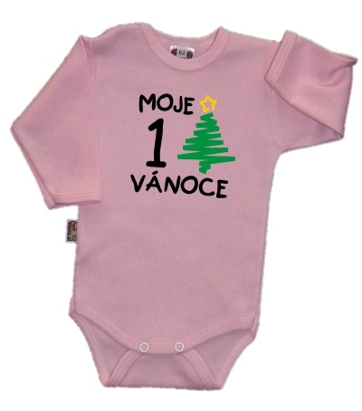 DEJNA 1. Vianoce - Body dl. rukáv - sv. ružové, veľ. 86
