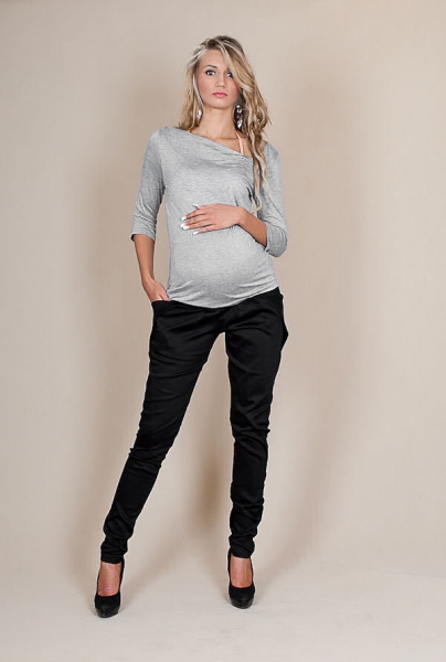 Be MaaMaa Tehotenské nohavice ALADINKY - Čierne-#Velikosti těh. moda;L (40)