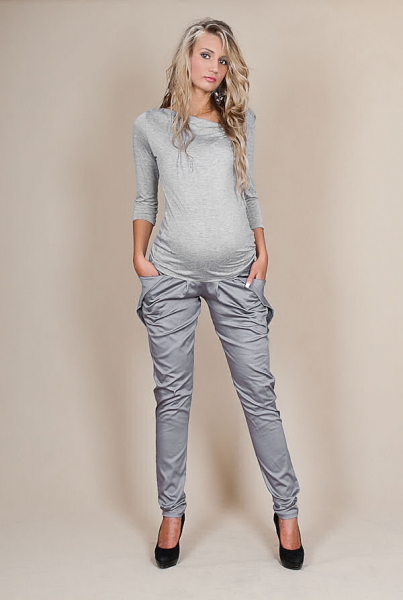 Be MaaMaa Tehotenské nohavice ALADINKY - Šedý popolček-#Velikosti těh. moda;XS (32-34)