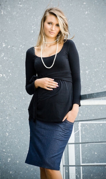 Be MaaMaa Tehotenské sukne SARA - modrá-#Velikosti těh. moda;XS (32-34)