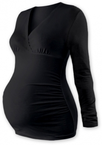 JOŽÁNEK Tehotenské tričko / tunika dlhý rukáv - čierne-#Velikosti těh. moda;M/L