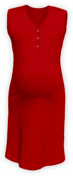 JOŽÁNEK Tehotenská, dojčiace nočná košeľa PAVLA bez rukávu - červená-#Velikosti těh. moda;L/XL
