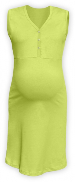 JOŽÁNEK Tehotenská, dojčiace nočná košeľa PAVLA bez rukávu - hráškovo zelená