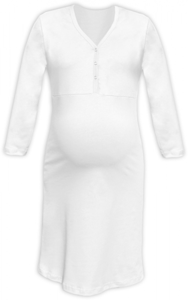 JOŽÁNEK Tehotenská, dojčiace nočná košeľa PAVLA 3/4 - biela-#Velikosti těh. moda;M/L (FARBA: BIELA,)