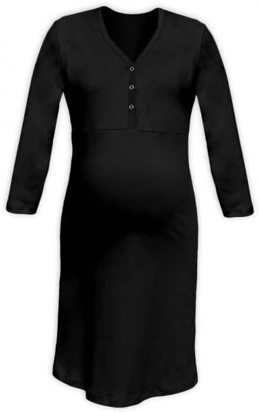JOŽÁNEK Tehotenská, dojčiace nočná košeľa PAVLA 3/4 - čierna-#Velikosti těh. moda;M/L (FARBA: čIERNA,)