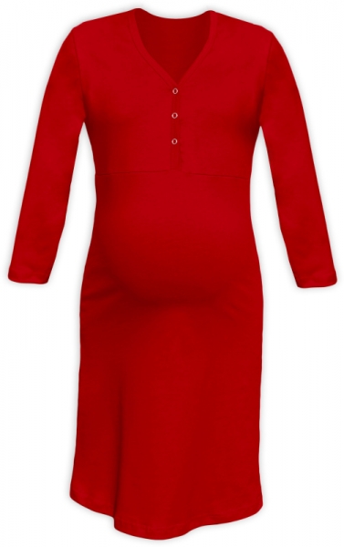 JOŽÁNEK Tehotenská, dojčiace nočná košeľa PAVLA 3/4 - červená-#Velikosti těh. moda;M/L (FARBA:)