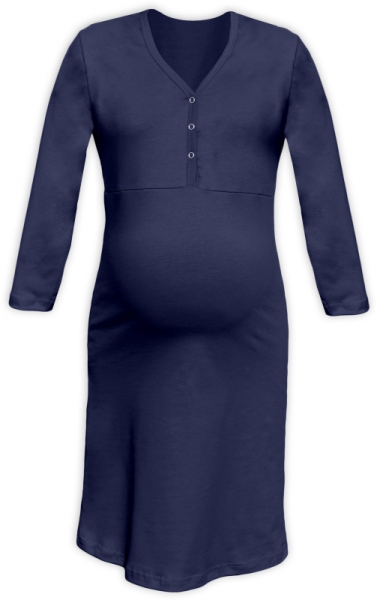 JOŽÁNEK Tehotenská, dojčiace nočná košeľa PAVLA 3/4 - tm. modrá-#Velikosti těh. moda;M/L (FARBA: TM.)