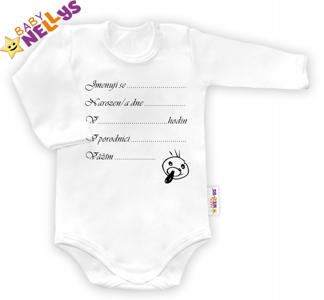 Body dl. rukáv vel. 86, Baby Nellys ® - biele - Narodil som sa ...-#Velikost koj. oblečení;86 (12-18m)