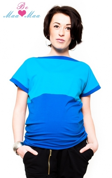 Tehotenské tričko krátky rukáv STEFANIE - modré