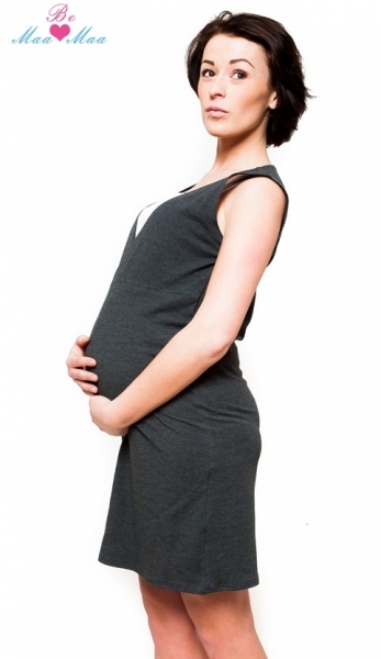Be MaaMaa Tehotenská, dojčiace nočná košeľa Iris - grafit, B19