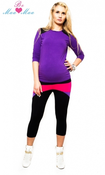 Be MaaMaa Športové, elegantné 3/4 legíny RENA - vzor č. 2-#Velikosti těh. moda;L/XL