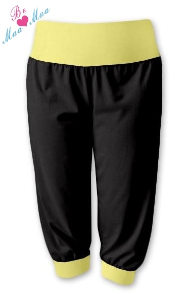 Be MaaMaa Športové 3/4 legíny CAPRI - čierne / žlté-#Velikosti těh. moda;L/XL