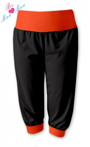 Be MaaMaa Športové 3/4 legíny CAPRI - čierne / oranž-#Velikosti těh. moda;L/XL
