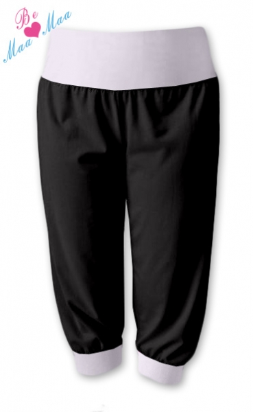 Be MaaMaa Športové 3/4 legíny CAPRI - čierne / biela-#Velikosti těh. moda;L/XL