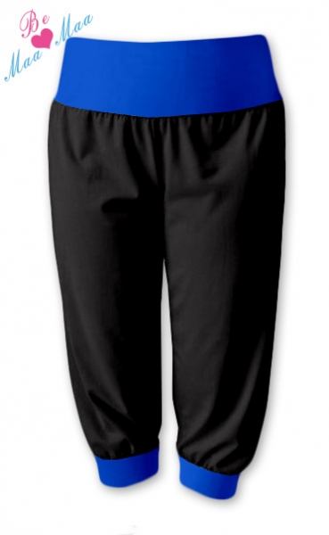 Be MaaMaa Športové 3/4 legíny CAPRI - čierne / tm.modrá-#Velikosti těh. moda;L/XL