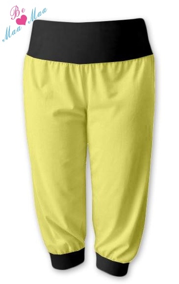 Be MaaMaa Športové 3/4 legíny CAPRI - žltá / čierna-#Velikosti těh. moda;L/XL