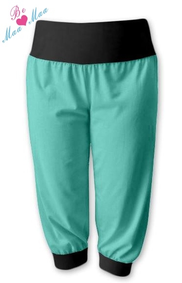 Be MaaMaa Športové 3/4 legíny CAPRI - mäta / čierna-#Velikosti těh. moda;L/XL