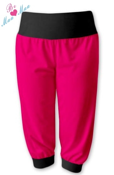 Be MaaMaa Športové 3/4 legíny CAPRI - ružová / čierna-#Velikosti těh. moda;L/XL