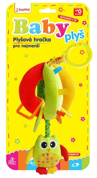 Rappa Klip plyšový baby sova s (KLIP PLYšOVý SO SOVOU A ZVUKOM - 1KS)