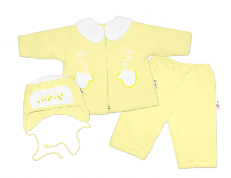 Kabátik, čiapočka a nohavice Baby Nellys ® - krémovo žltá