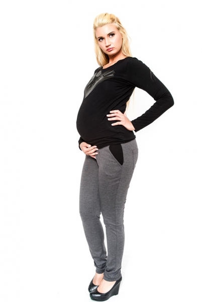 Tehotenské nohavice Be Maamaa - NINA sivá-#Velikosti těh. moda;XS (32-34)