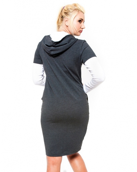 Tehotenské šaty s kapucňou RIA - grafit