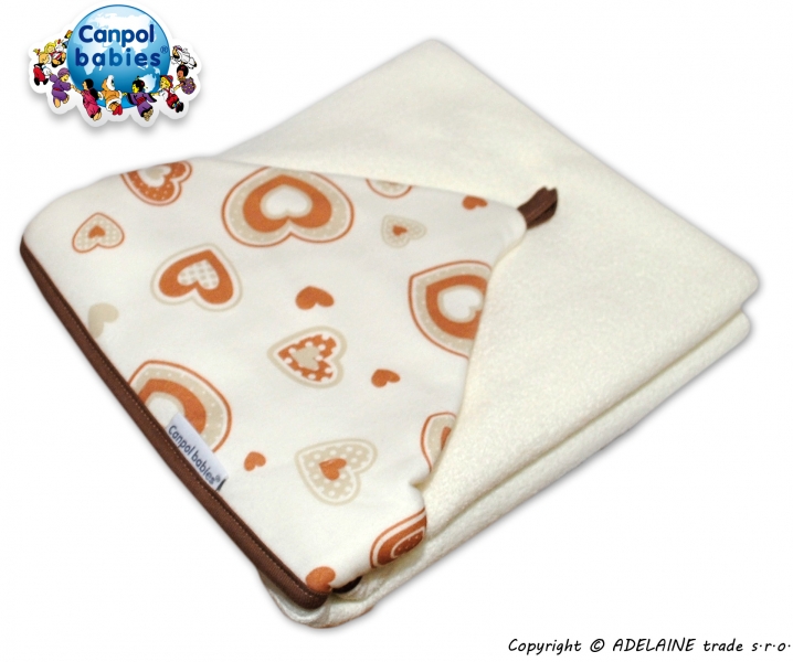 Osuška s kapucňou Canpol Babies - smotanová / srdiečko. (5X60, KOLEKCIA: NEWBORN BABY, NR. KAT. 26/901)