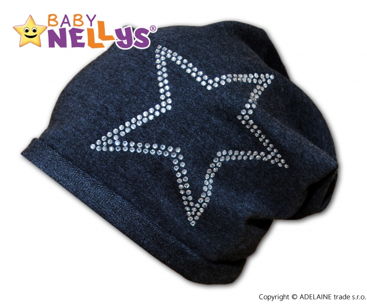 Bavlnená čiapočka Baby Nellys ® - Hvezdička/ strieborný lem