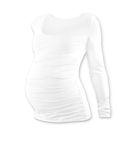JOŽÁNEK Tehotenské tričko Johanka s dlhým rukávom - biela, XXL/XXXL-#Velikosti těh. moda;XXL/XXXL