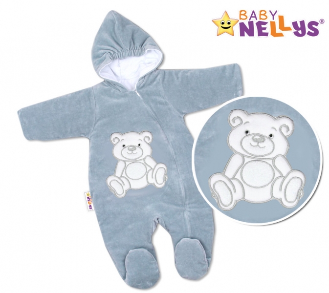 Kojenecká kombinéza/overal Medvedík Teddy - šedá, veľ 74