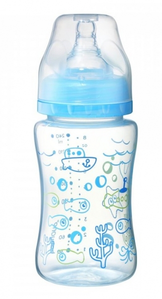 BabyOno Antikoliková fľaštička so širokým hrdlom Baby Ono - modrá