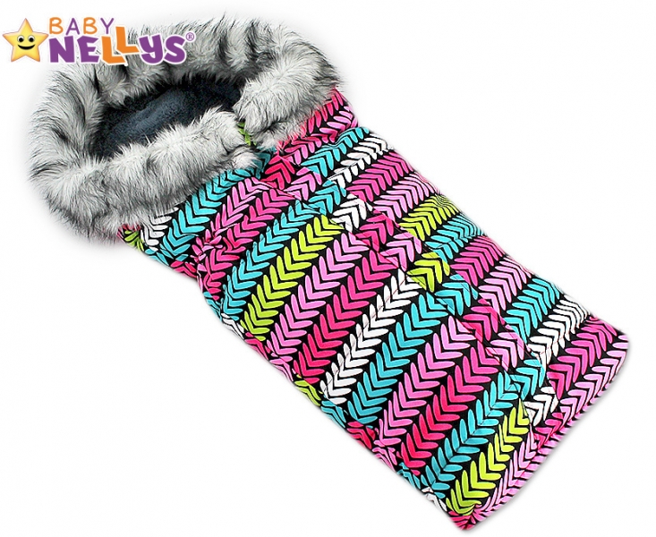 Fusak nielen do autosedačky Baby Nellys ® Eskymo s kožušinkou LUX (FARBA: FAREBNé LíSTKY - DIEVčA)