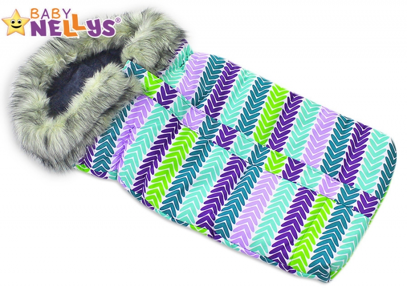 Fusak nielen do autosedačky Baby Nellys ® Eskymo s kožušinkou LUX (FARBA: FAREBNé LíSTKY - CHLAPEC)
