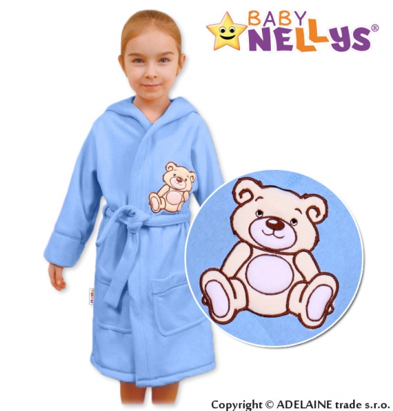 Baby Nellys Detský župan - Medvedík Teddy - sv. modrý, veľ. 86/92