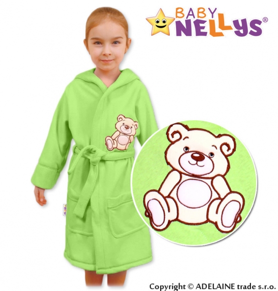 Baby Nellys Detský župan - Medvedík Teddy - zelený, veľ. 86/92
