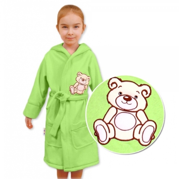 Baby Nellys Detský župan - Medvedík Teddy - zelený
