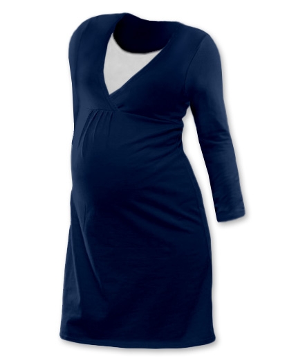 JOŽÁNEK Tehotenská, dojčiace nočná košeľa JOHANKA dl. rukáv - jeans-#Velikosti těh. moda;XXL/XXXL