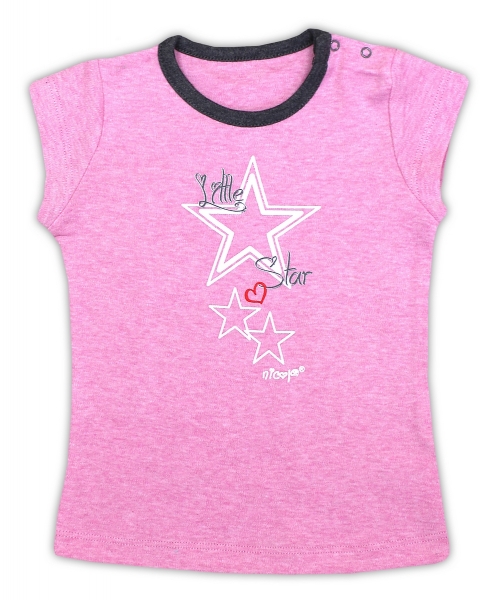 Bavlnené tričko NICOL SUPERSTAR - krátky rukáv - melír ružová-#Velikost koj. oblečení;80 (9-12m)